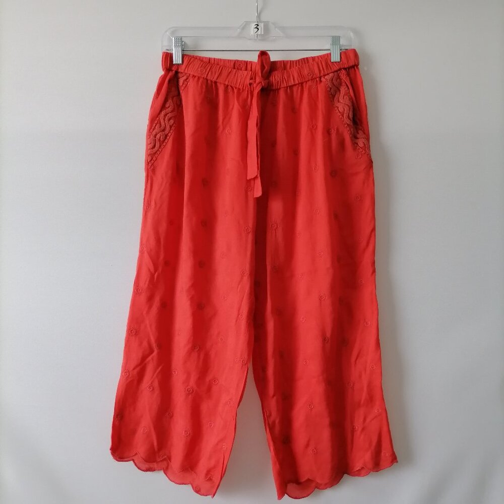 E By Eloise Womens Red High Rise Flat Front Wide Leg Palazzo Pants Size S